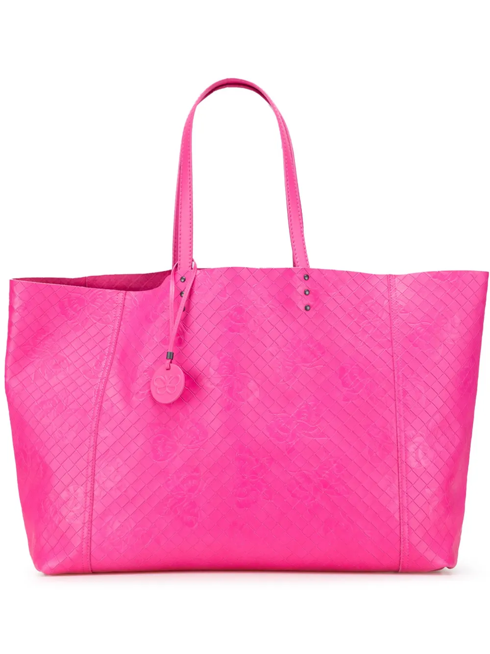 Pre-owned Bottega Veneta 2012-2025 Leather Intrecciomirage Butterfly Tote Bag In Pink