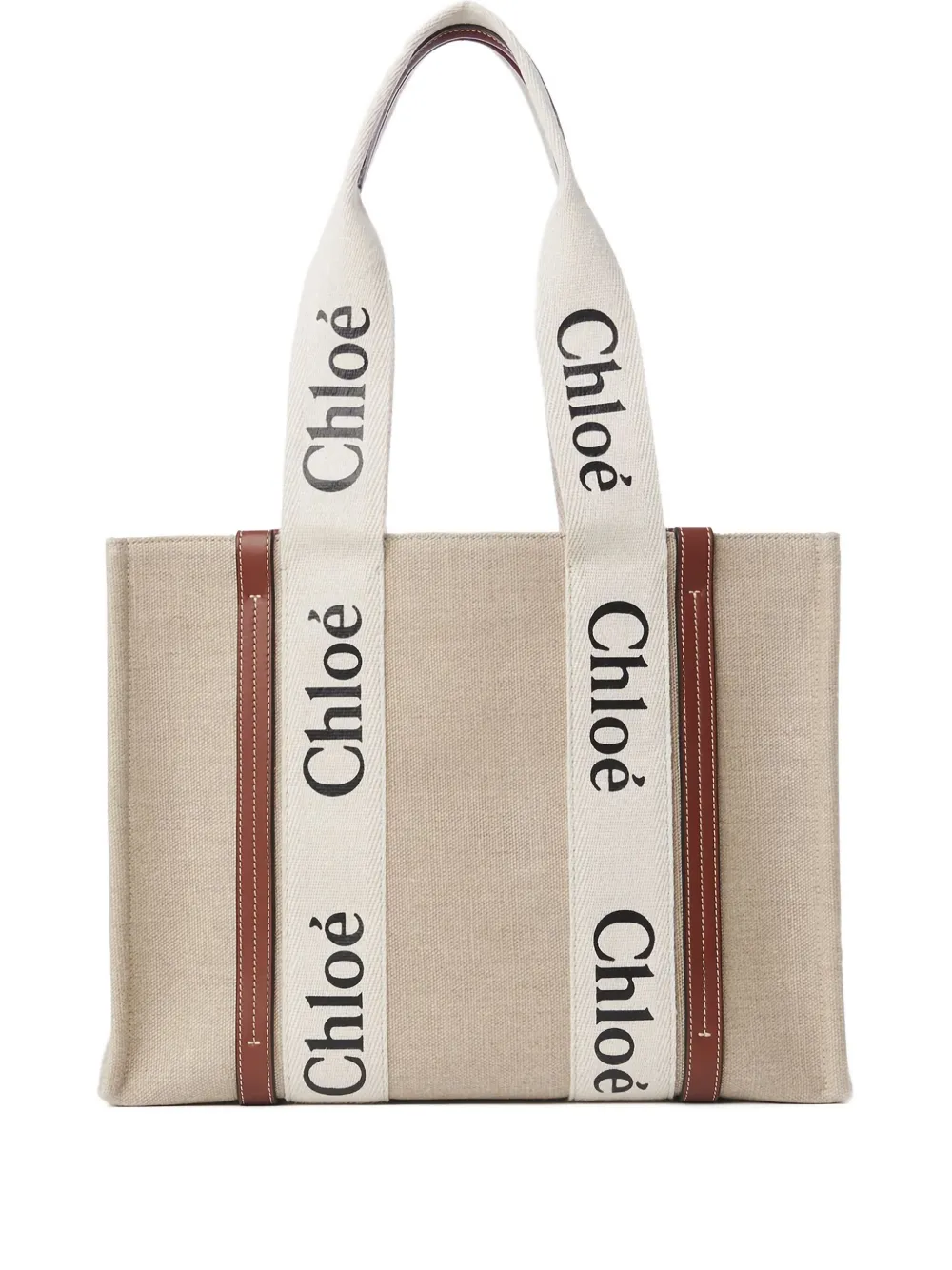 Chloé Logo-strap Tote Bag In Neutral