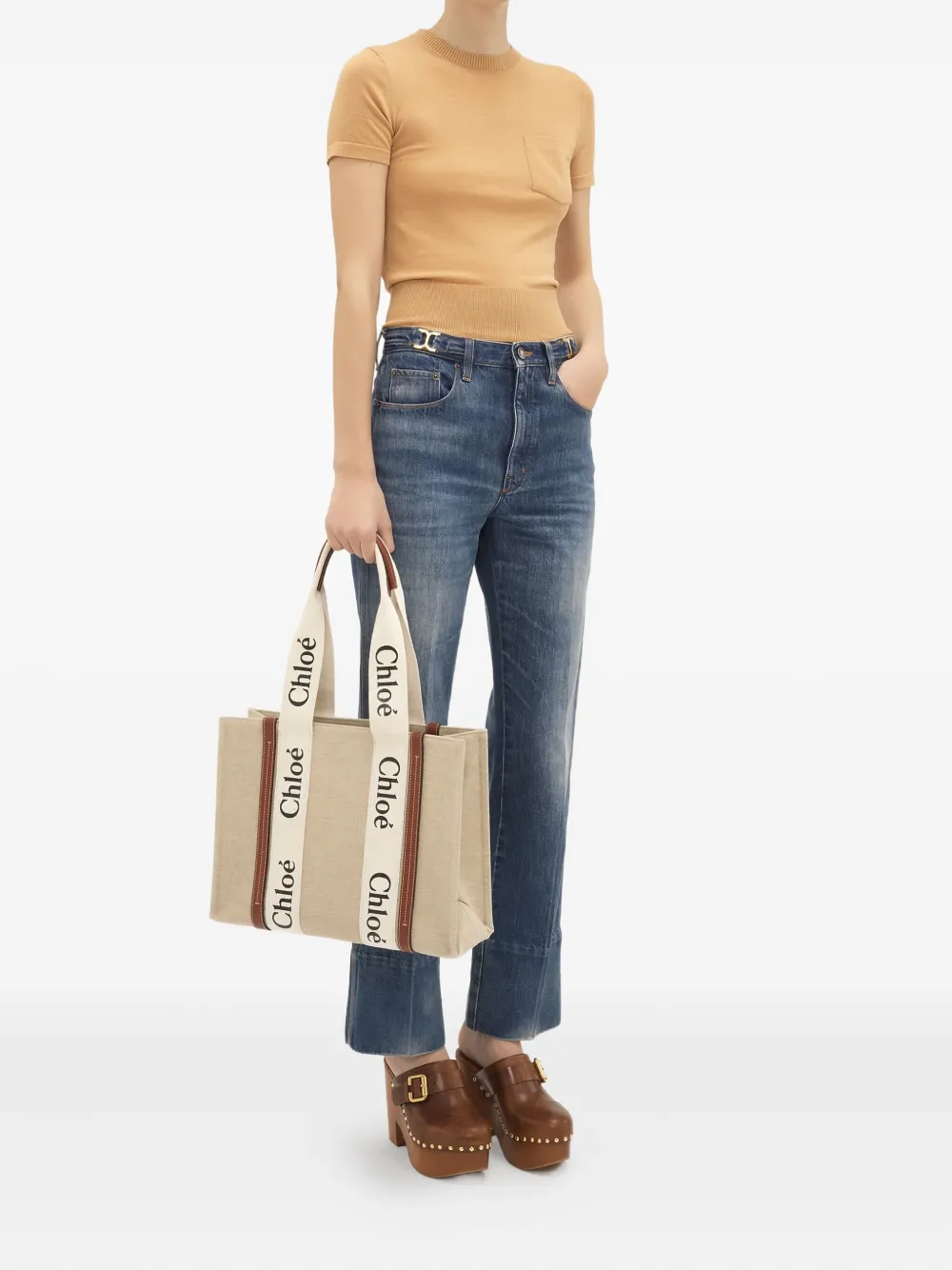 Chloé Logo-strap Tote Bag In Neutral