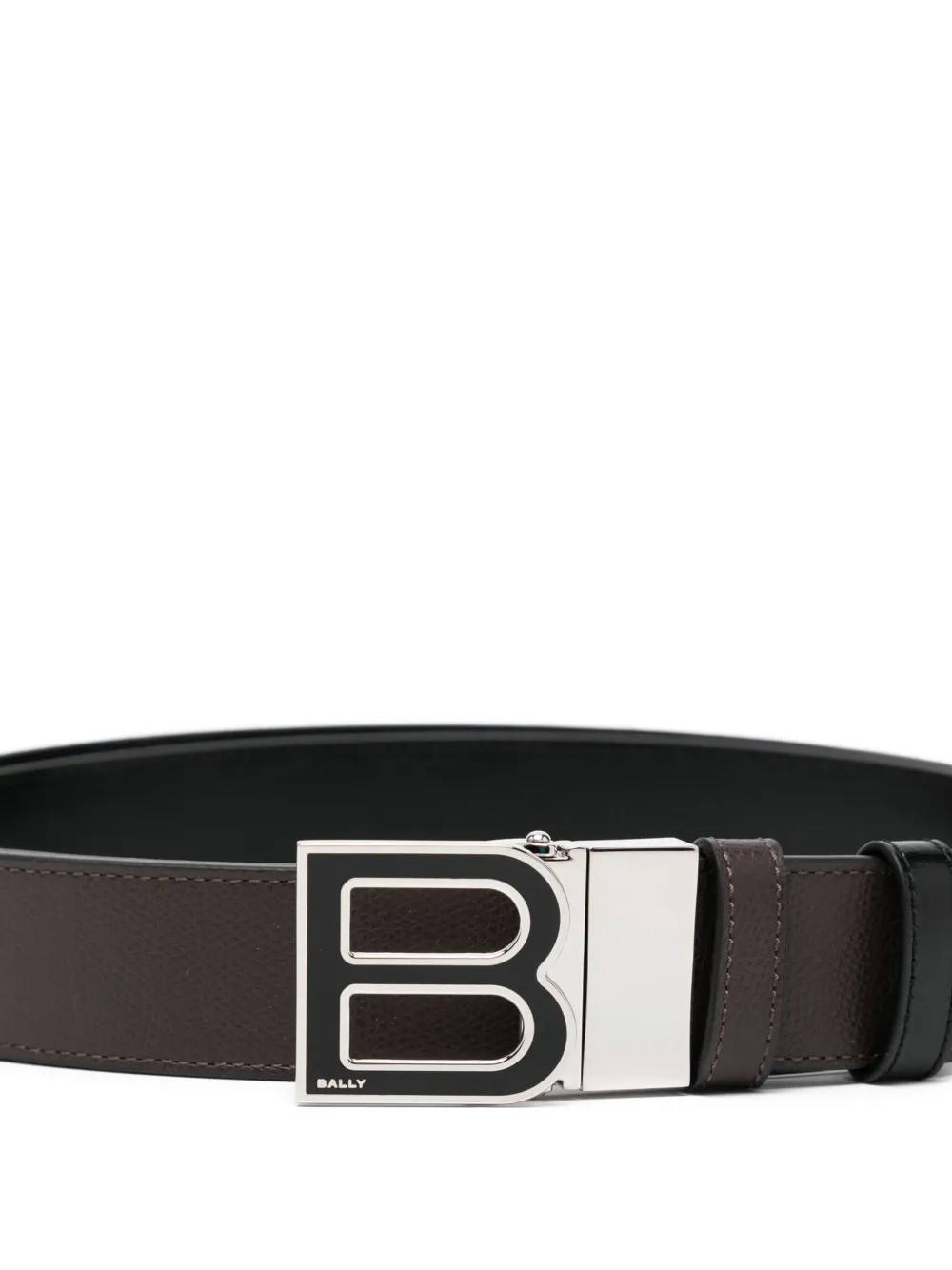 Bally Leren riem met B-logo - Bruin