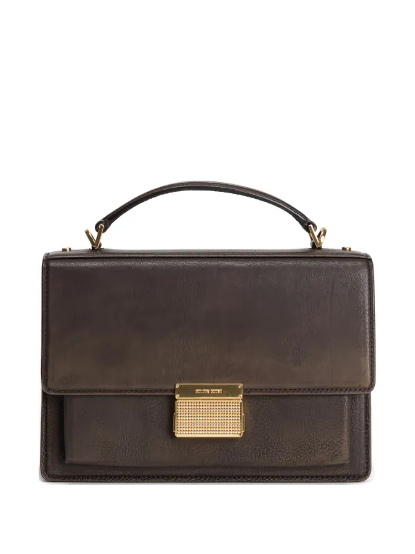 Golden Goose Venezia Bag in Embossed Leather with Gold Details in Black