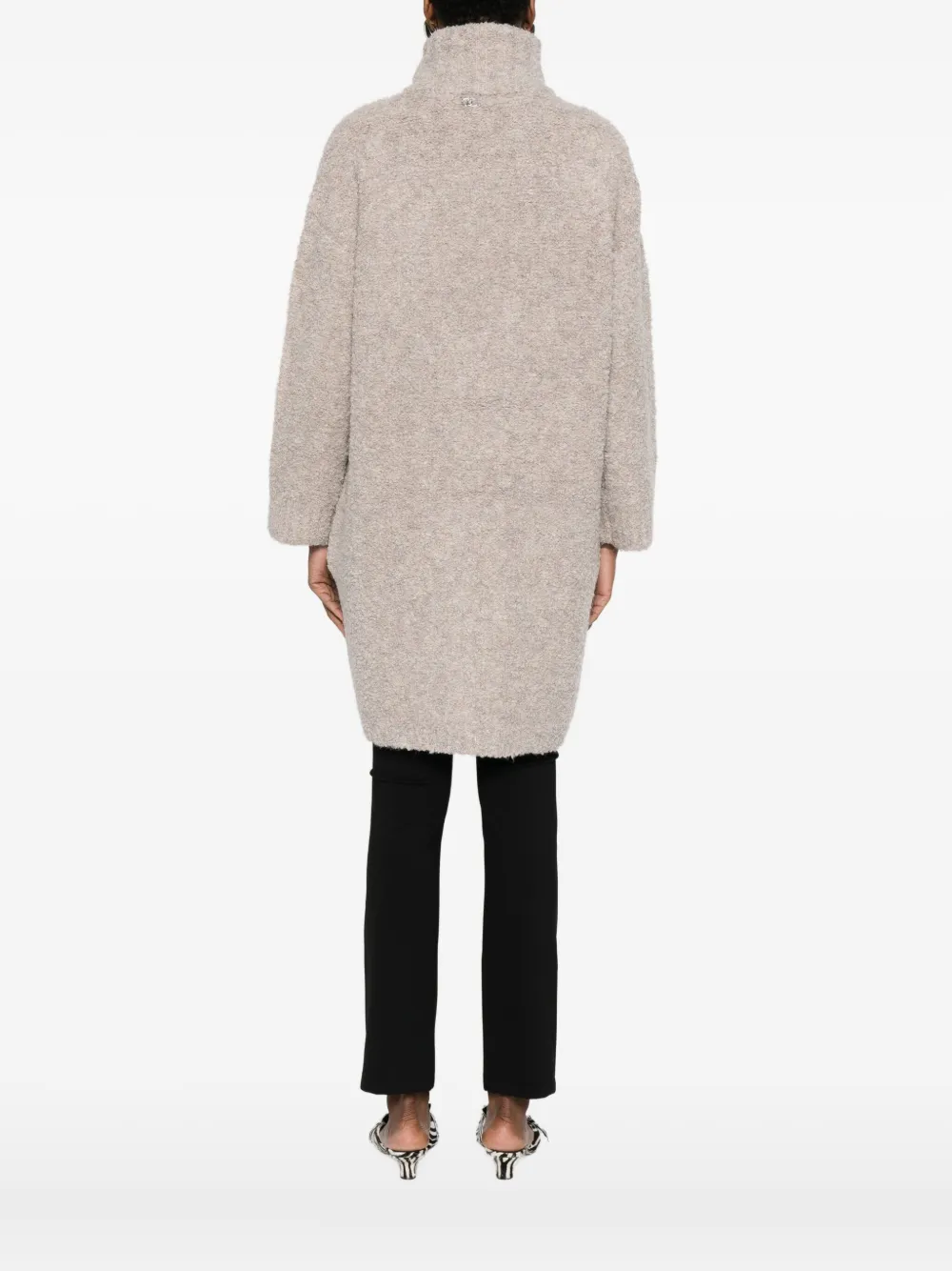 Liu •jo Beige Short Coat With High Collar In Gray