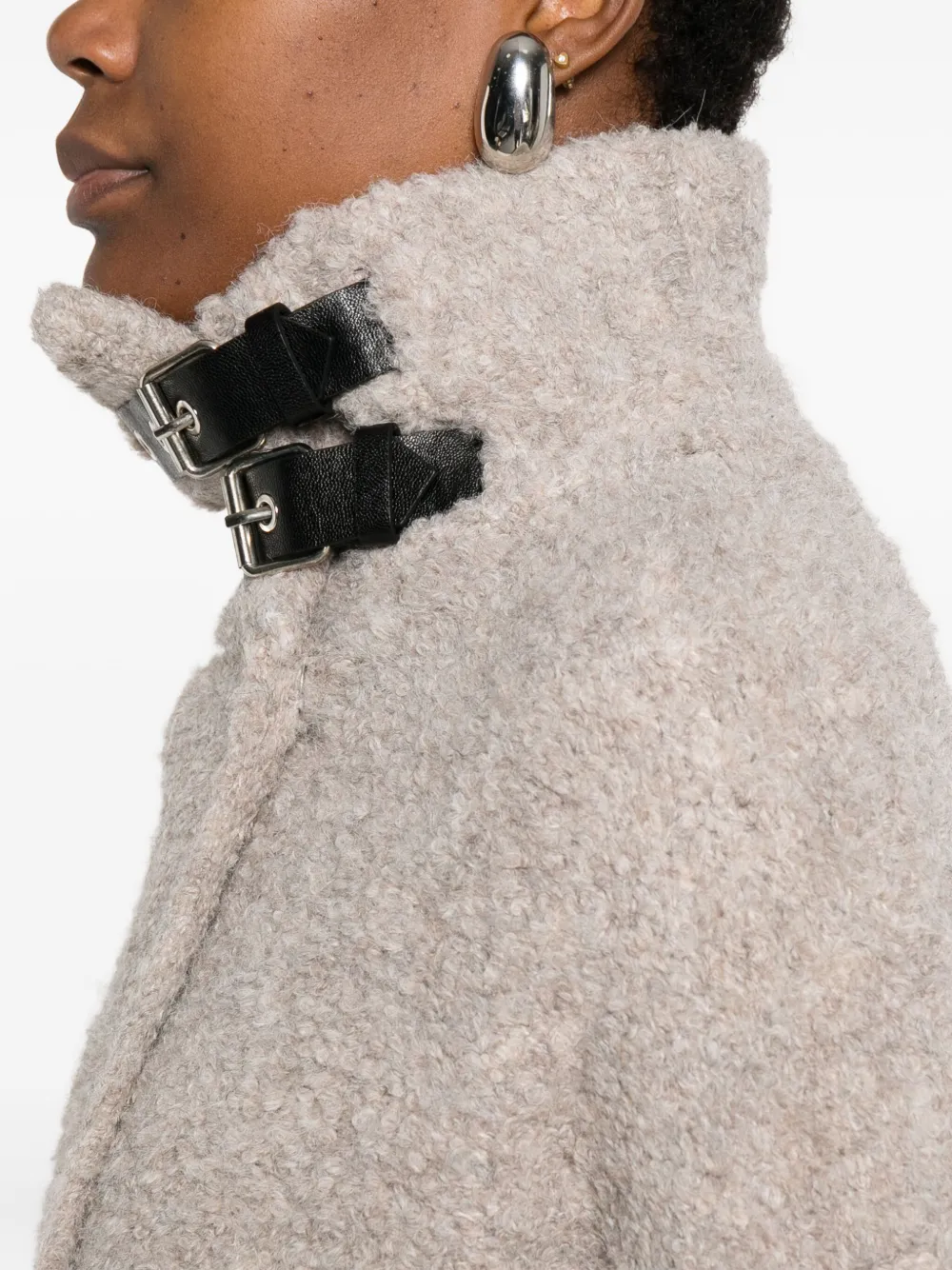 Liu •jo Beige Short Coat With High Collar In Gray