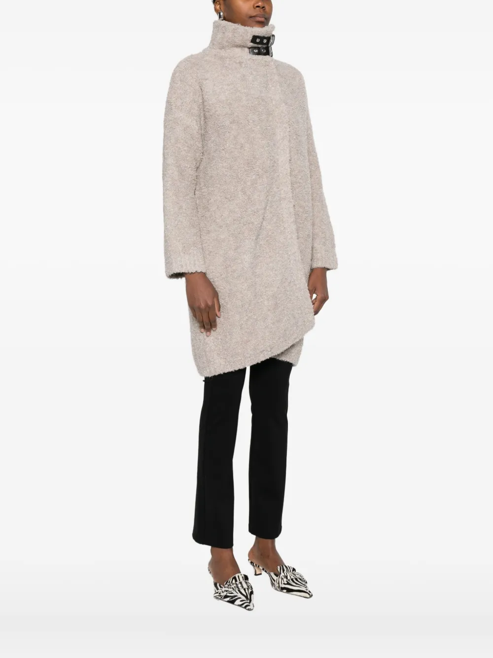 Liu •jo Beige Short Coat With High Collar In Gray