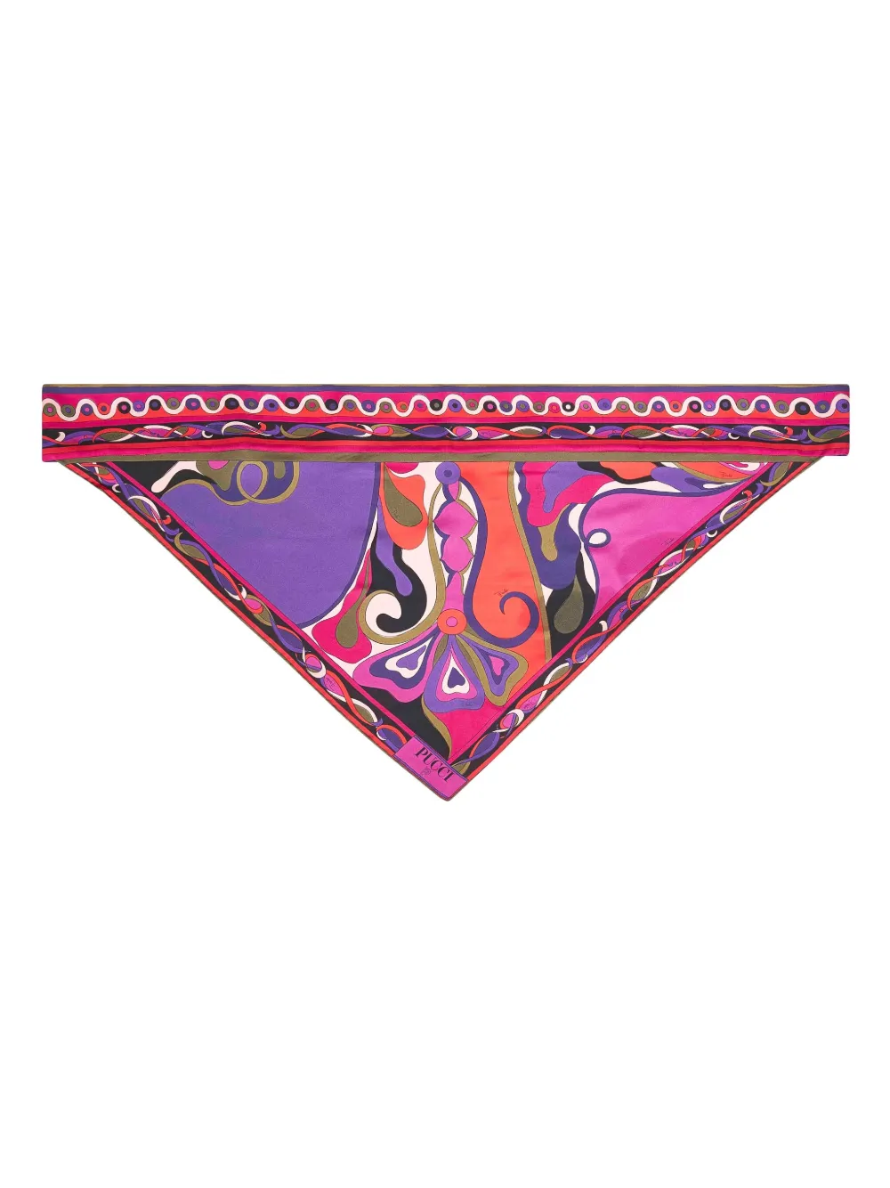 Pucci Triangle Silk Scarf Bold Design In Blue