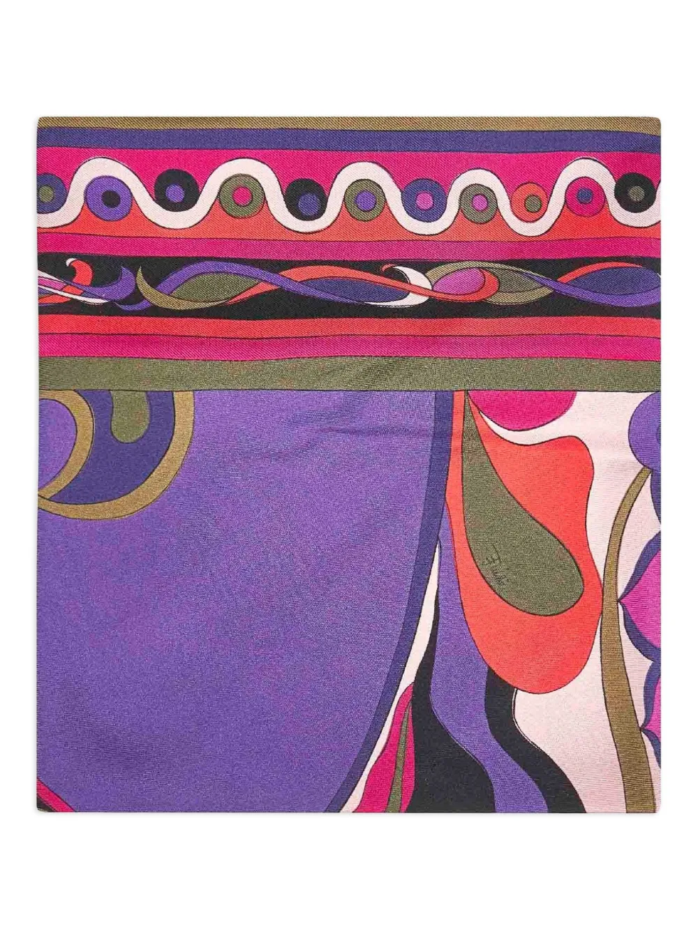 Pucci Triangle Silk Scarf Bold Design In Blue