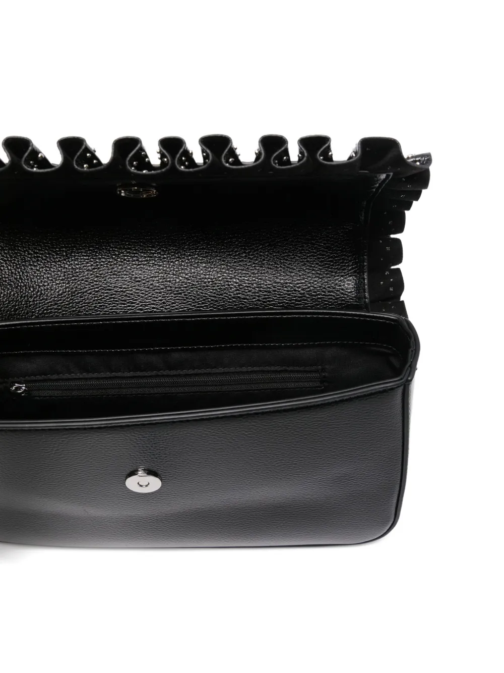 Cult Ruffled-trim Studded Satchel Bag In Black