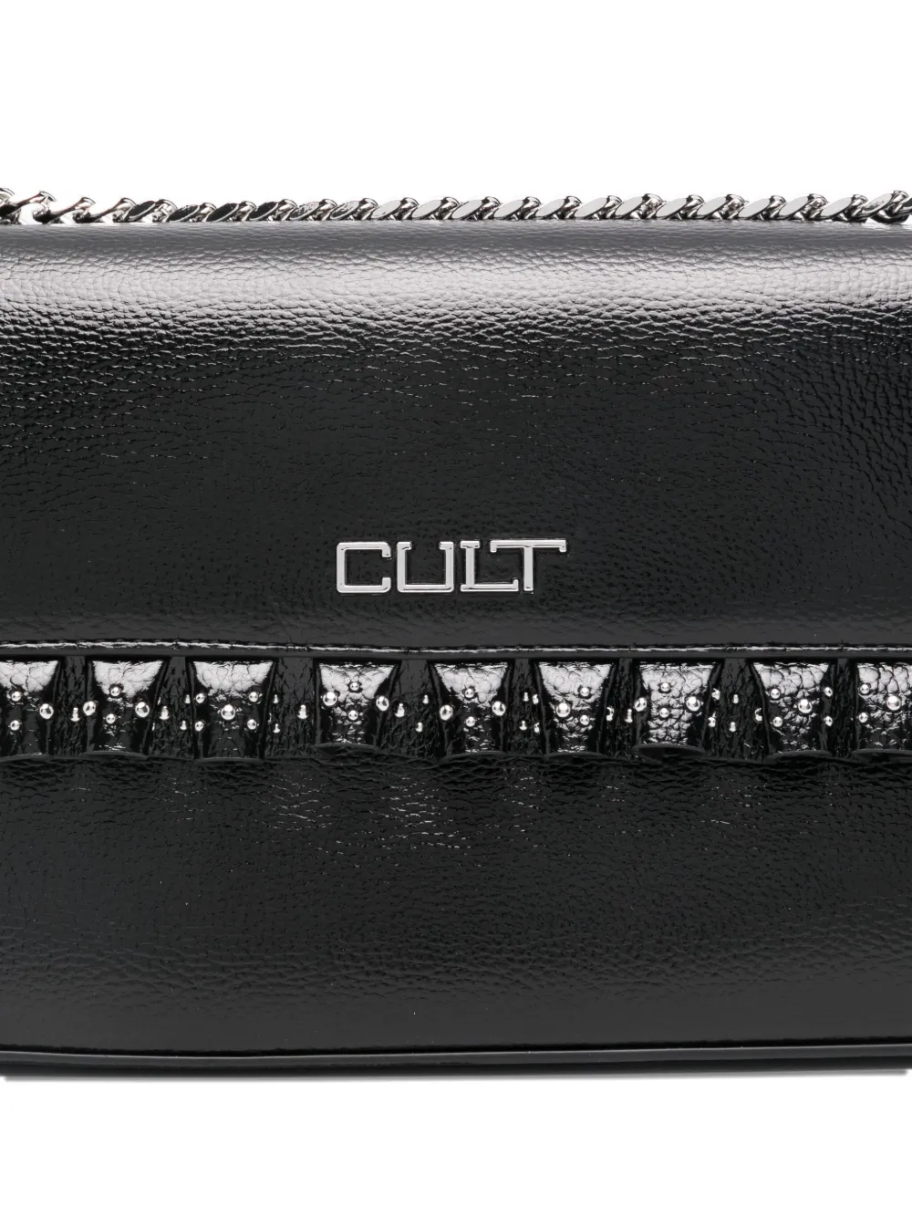 Cult Ruffled-trim Studded Satchel Bag In Black