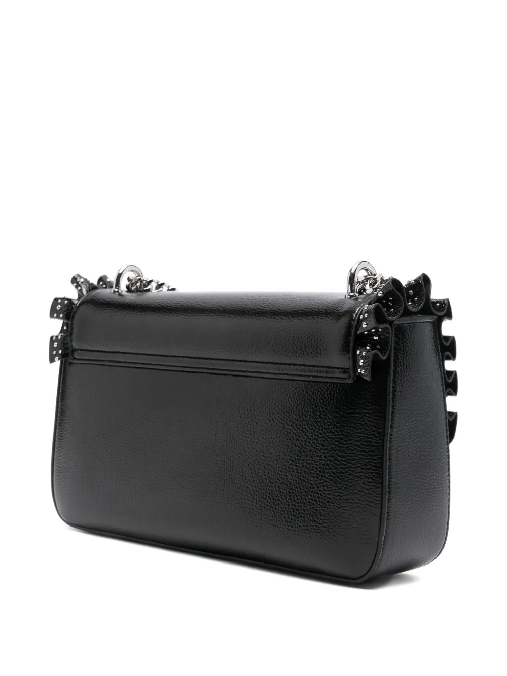 Cult Ruffled-trim Studded Satchel Bag In Black