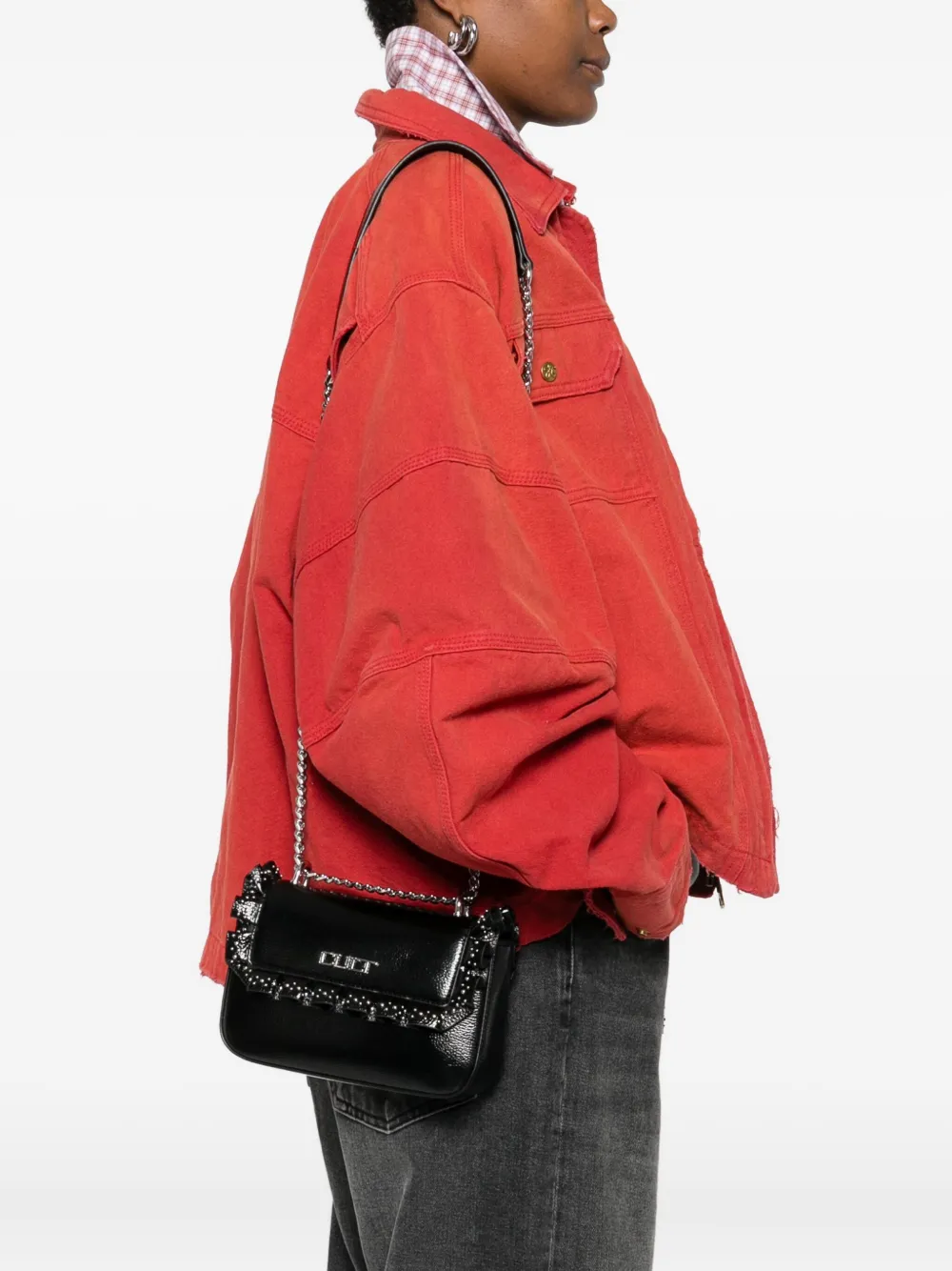 Cult studded ruffled satchel bag | Image 2