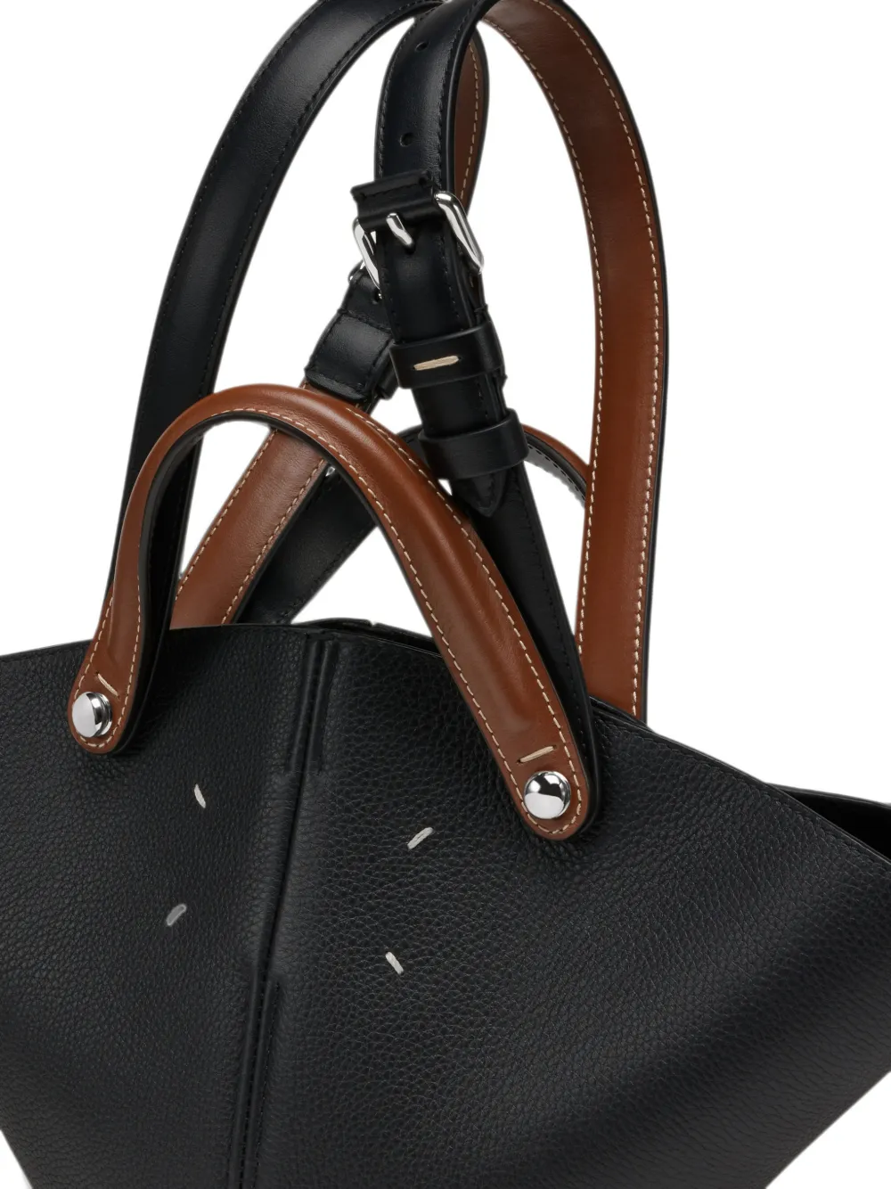 Maison Margiela Kleine Dress-age leren shopper Zwart