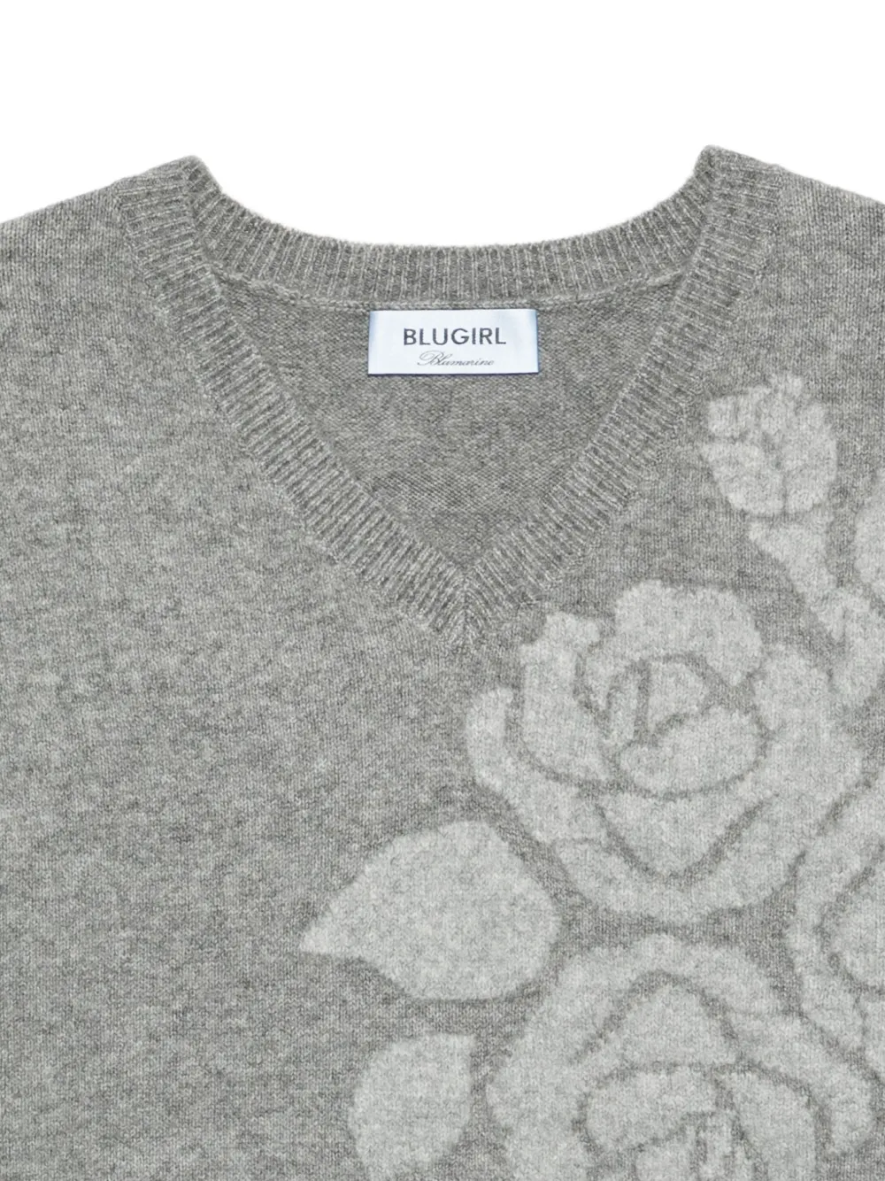 Blugirl Floral-pattern V-neck Sweater In Gray
