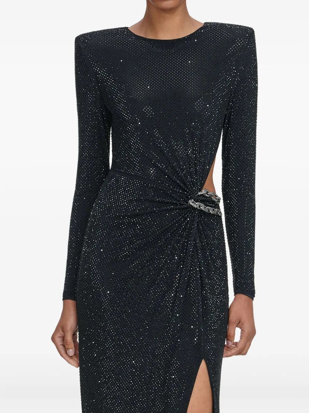 Self-portrait Rhinestone-embellished Maxi Dress In Black