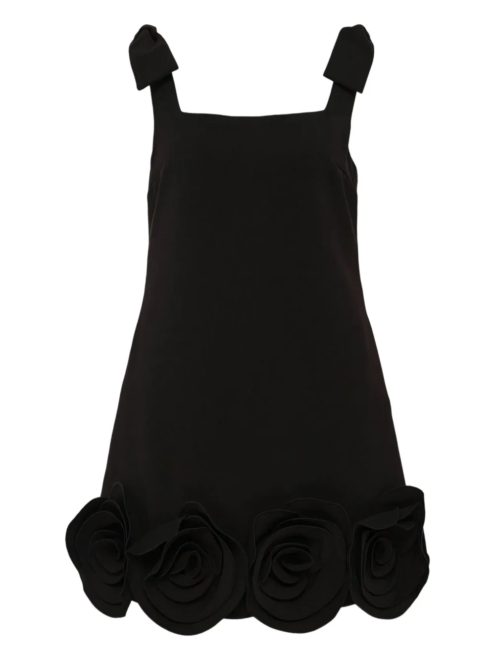 Self-portrait Floral-appliqué Mini Dress In Black