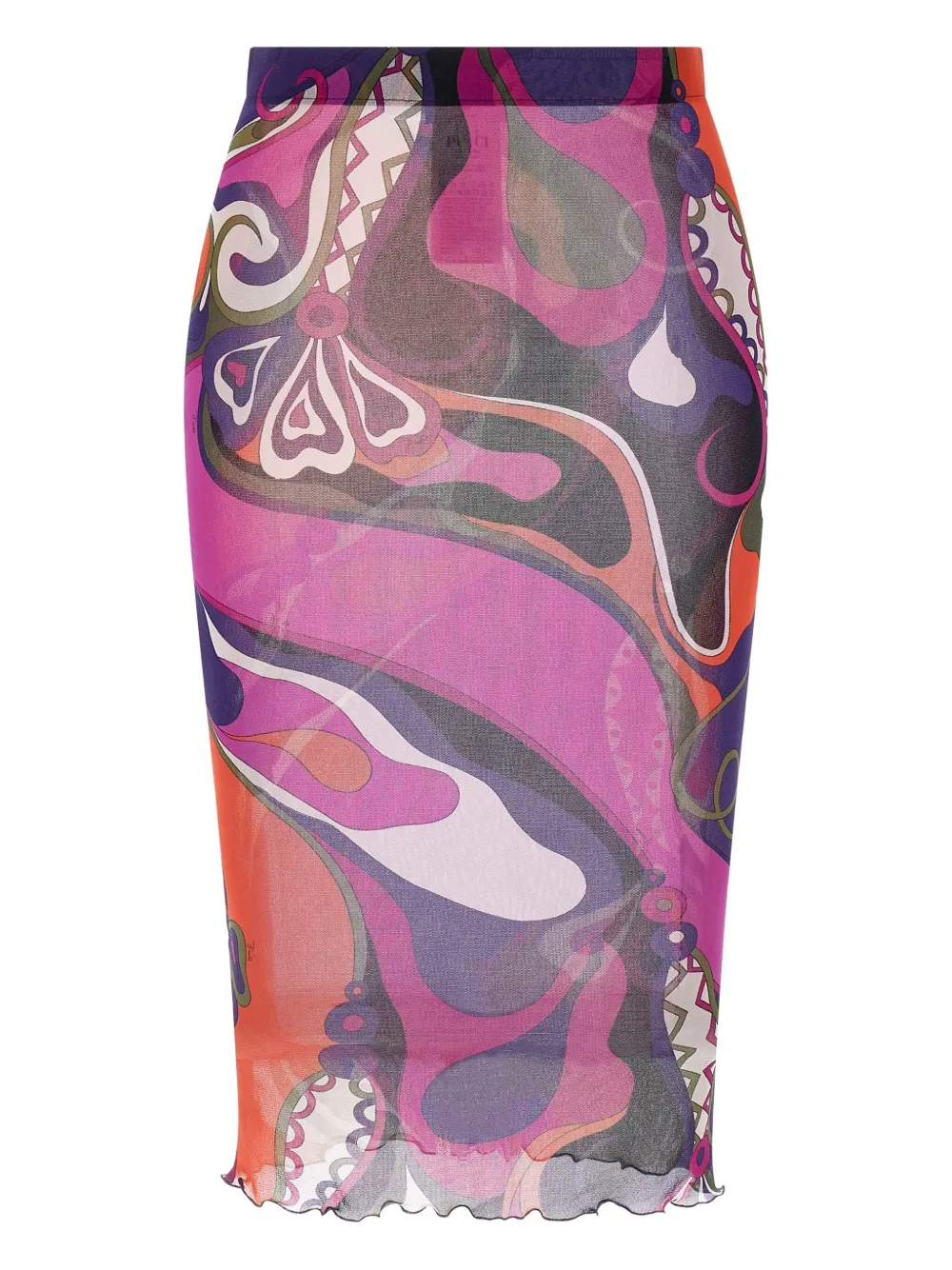 Pucci Abstract-print Tulle Midi Skirt Clothing In Multi