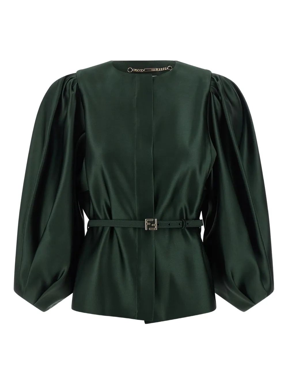 FENDI balloon-sleeve belted blazer - グリーン FENDI balloon-sleeve belted blazer - グリーン