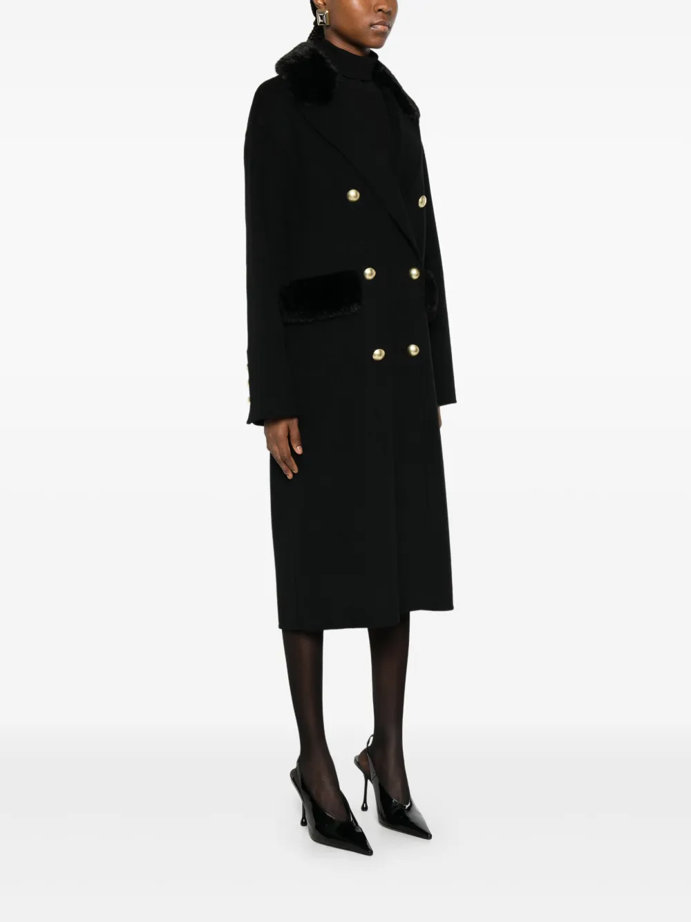 ERMANNO FIRENZE Jas van wolblend met dubbele rij knopen Zwart