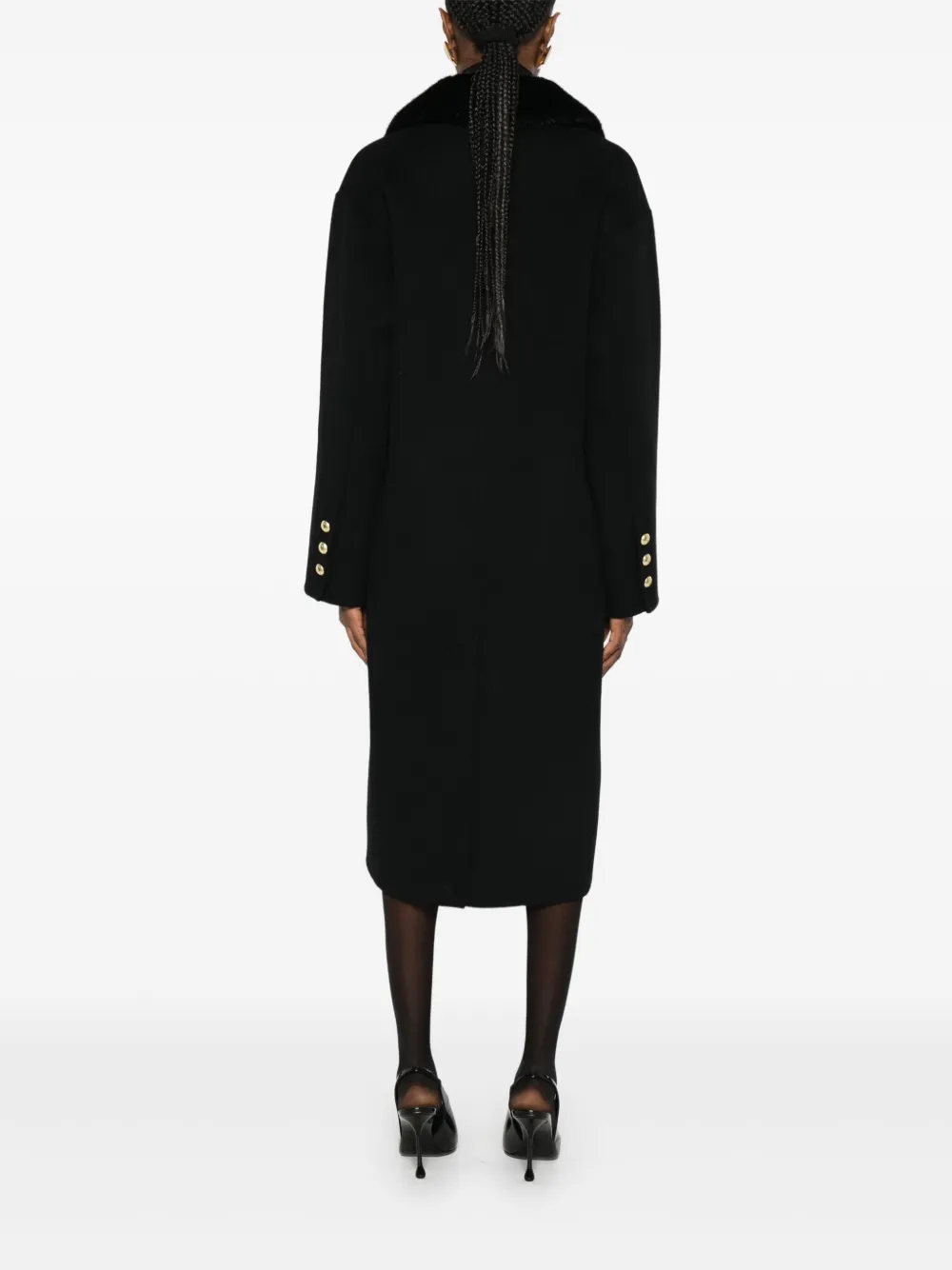 ERMANNO FIRENZE Jas van wolblend met dubbele rij knopen Zwart