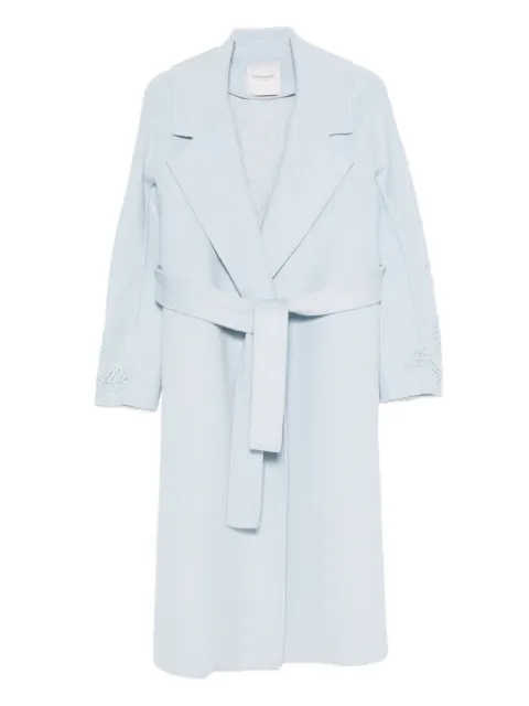 ERMANNO FIRENZE  floral-embroidered belted coat