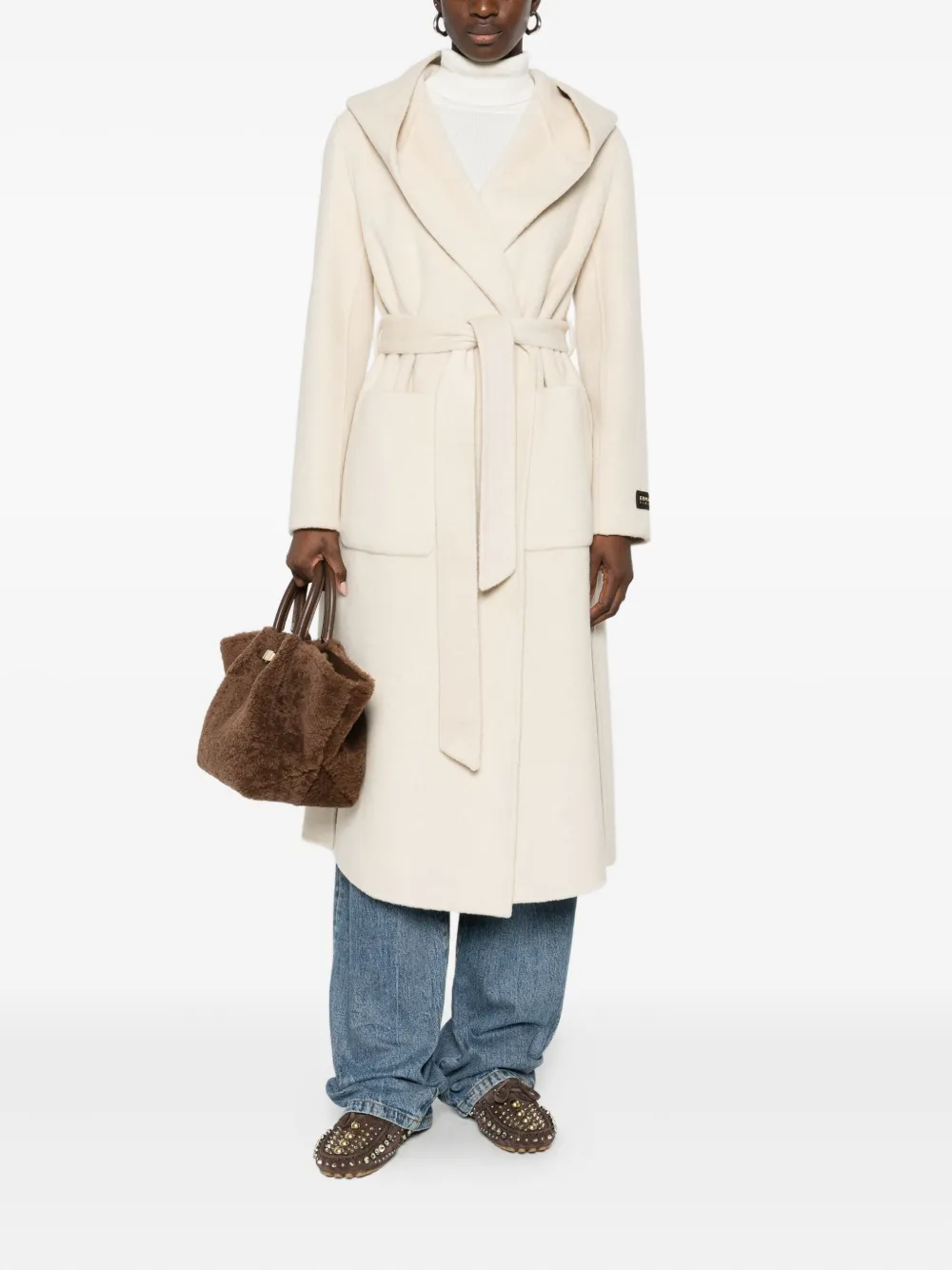 ERMANNO FIRENZE hooded belted coat - Beige