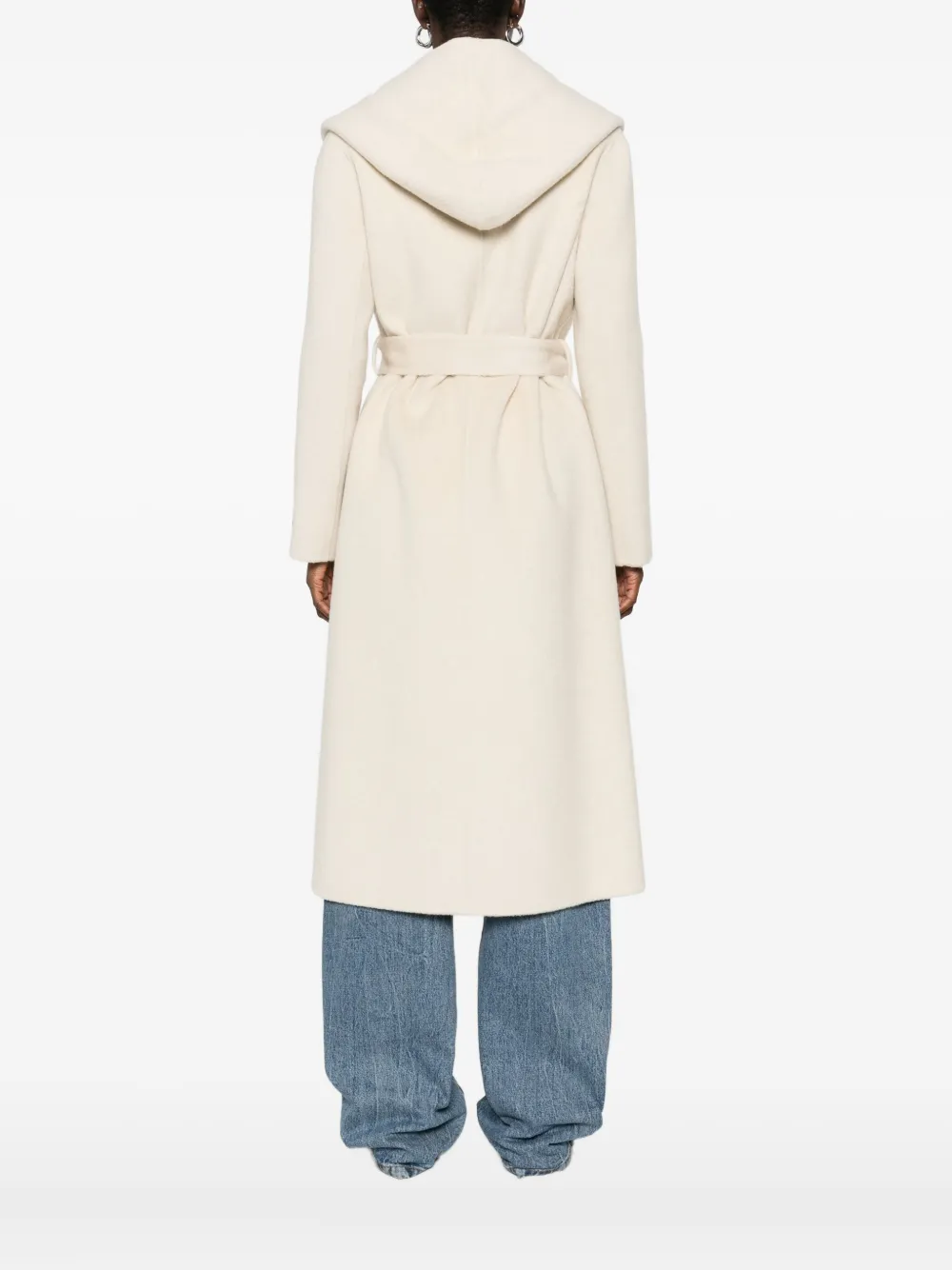 Ermanno Firenze Hooded Belted Coat In Neutral