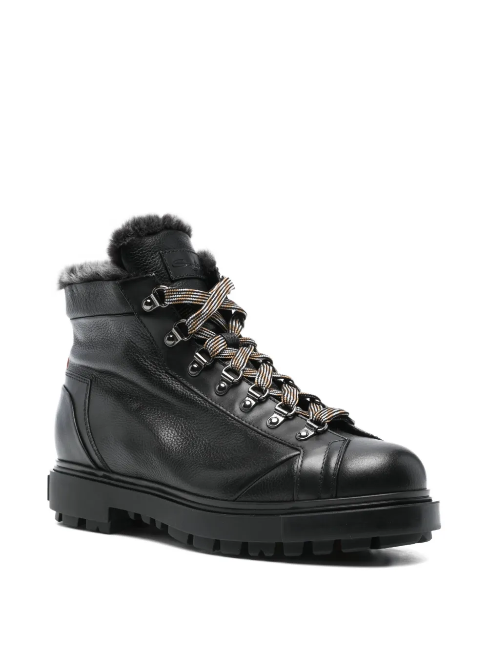 Santoni botas con agujetas y ribete de pelo | Botas de montaña | Image 2