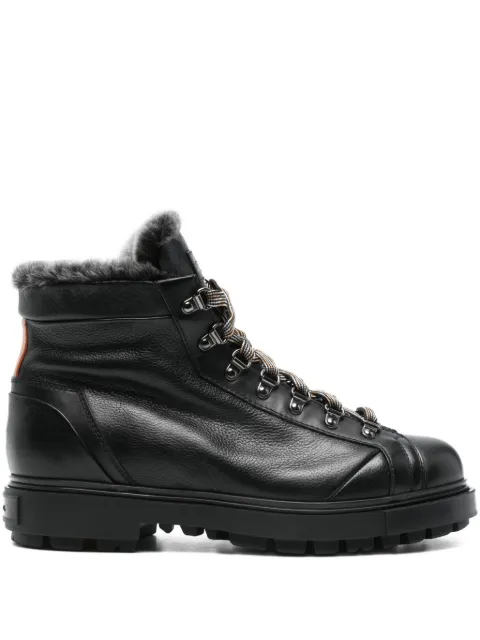 Santoni botas con agujetas y ribete de pelo