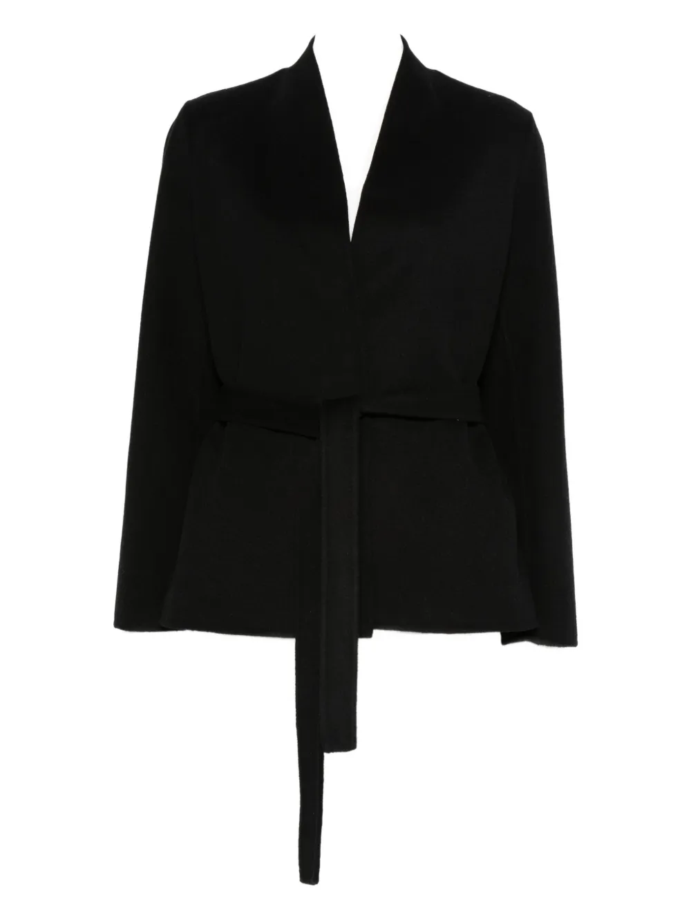 Ermanno Firenze Belted Cropped Coat In Black