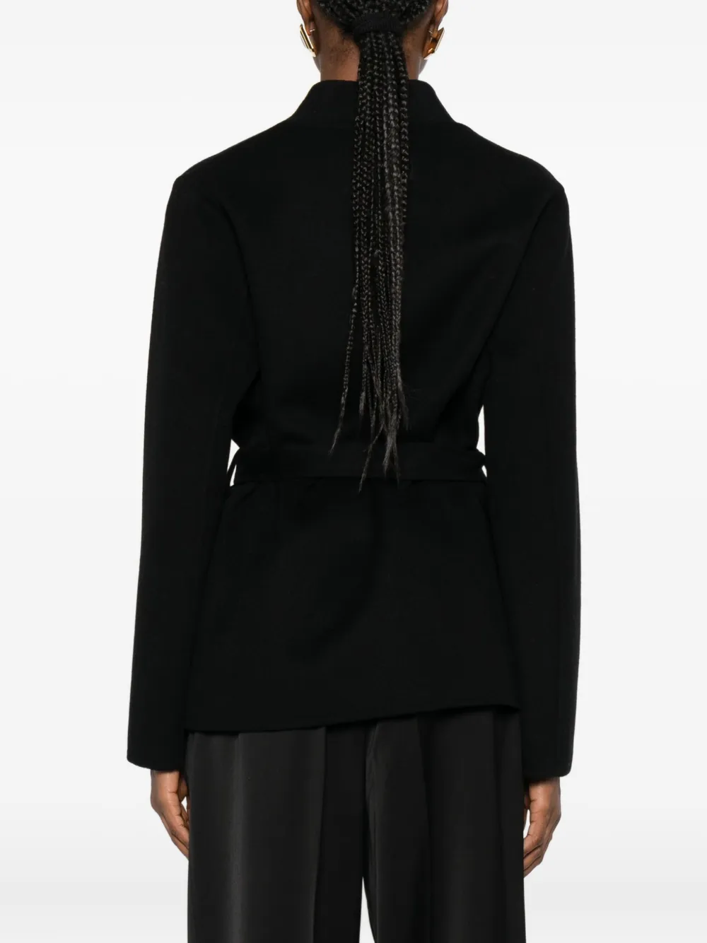 Ermanno Firenze Belted Cropped Coat In Black