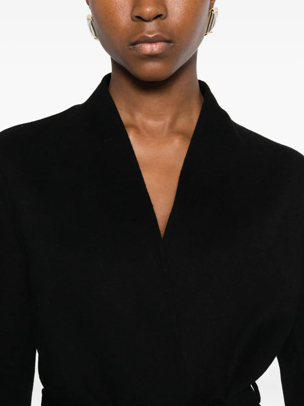 Ermanno Firenze Belted Cropped Coat In Black
