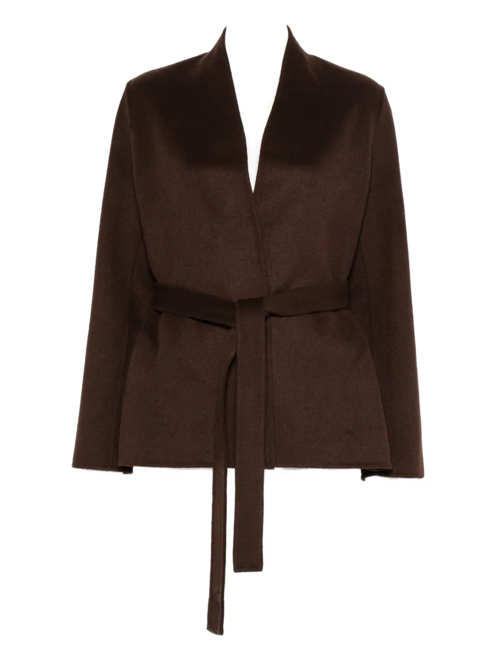Ermanno Firenze Belted Cropped Coat In Brown