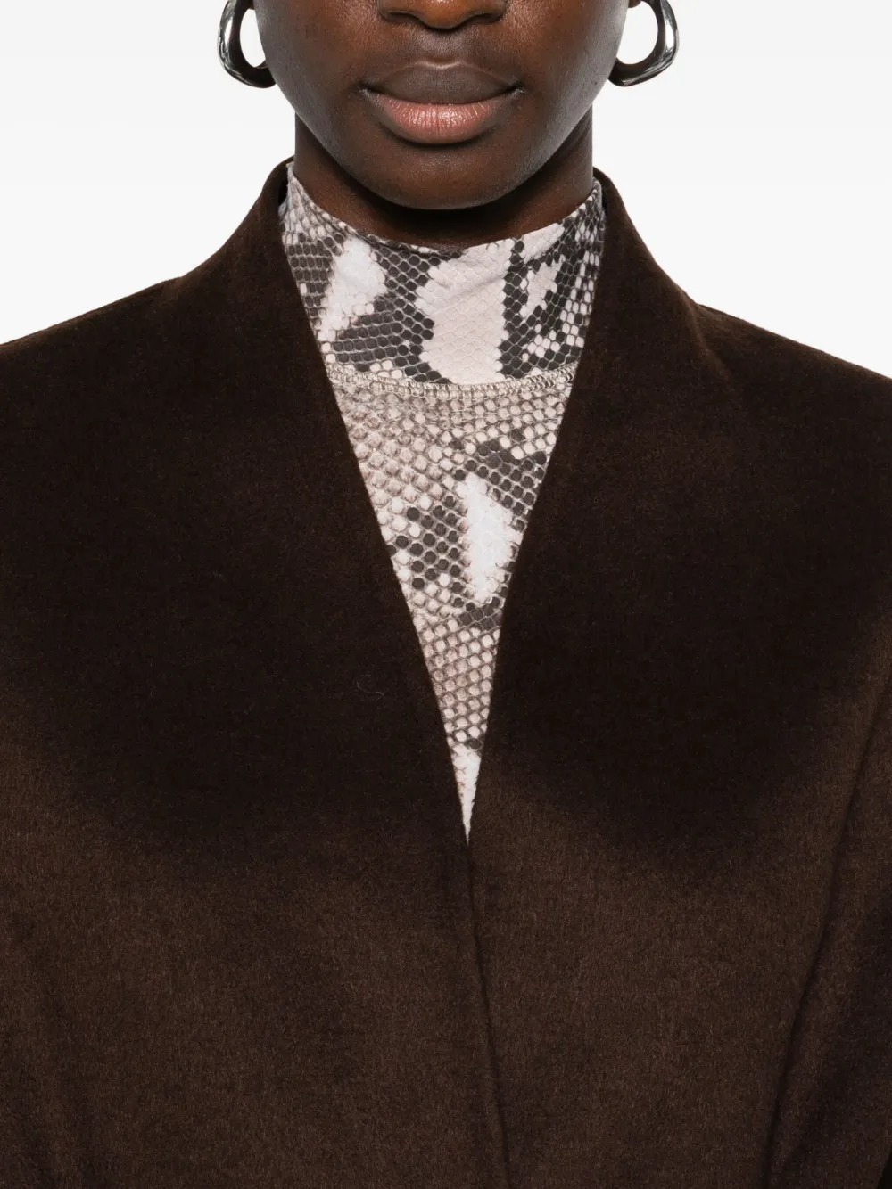 Ermanno Firenze Belted Cropped Coat In Brown