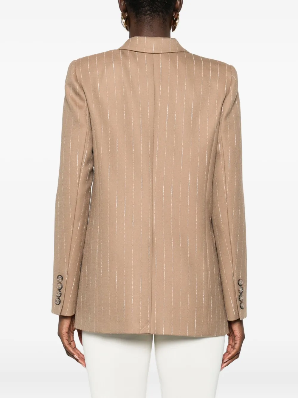 Ermanno Firenze Double-breasted Striped Blazer In Brown