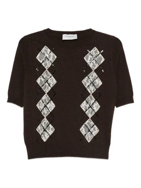 ERMANNO FIRENZE  argyle-pattern sequin-embellished top 