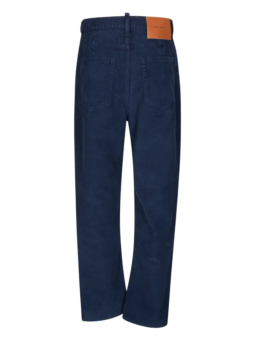 Victoria Beckham corduroy-effect logo-patch jeans - Blauw