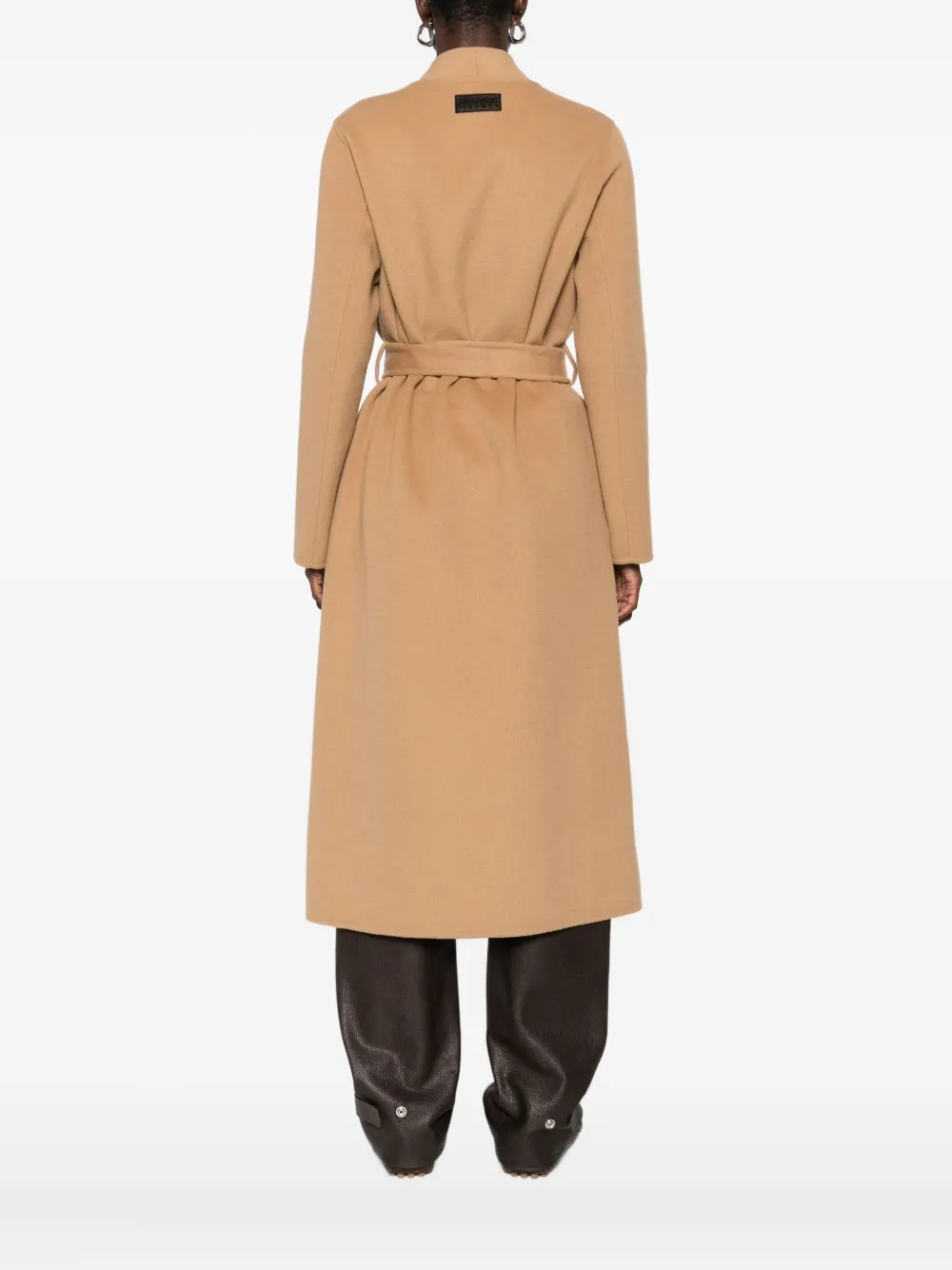 Ermanno Firenze Logo-appliqué Belted Coat In Brown