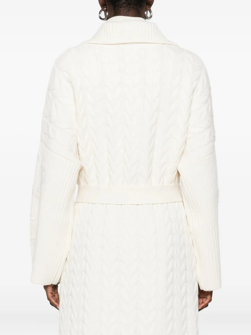 Ermanno Firenze Cable-knit Belted Cardi-coat In Neutral