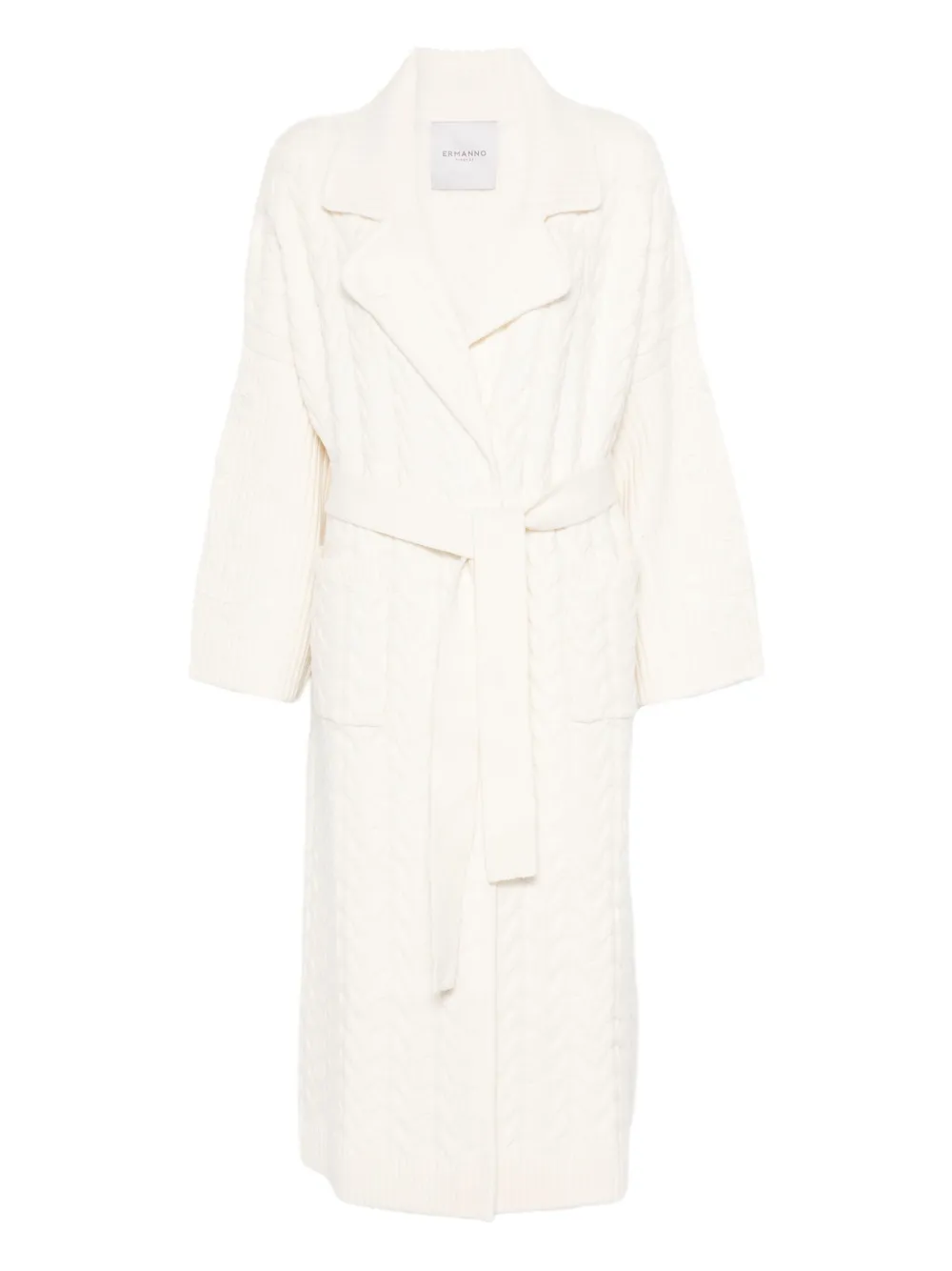 ERMANNO FIRENZE  cable-knit belted cardi-coat | Neutrals | Image 1