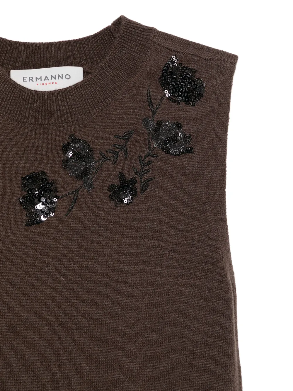 ERMANNO FIRENZE Top verfraaid met pailletten Bruin