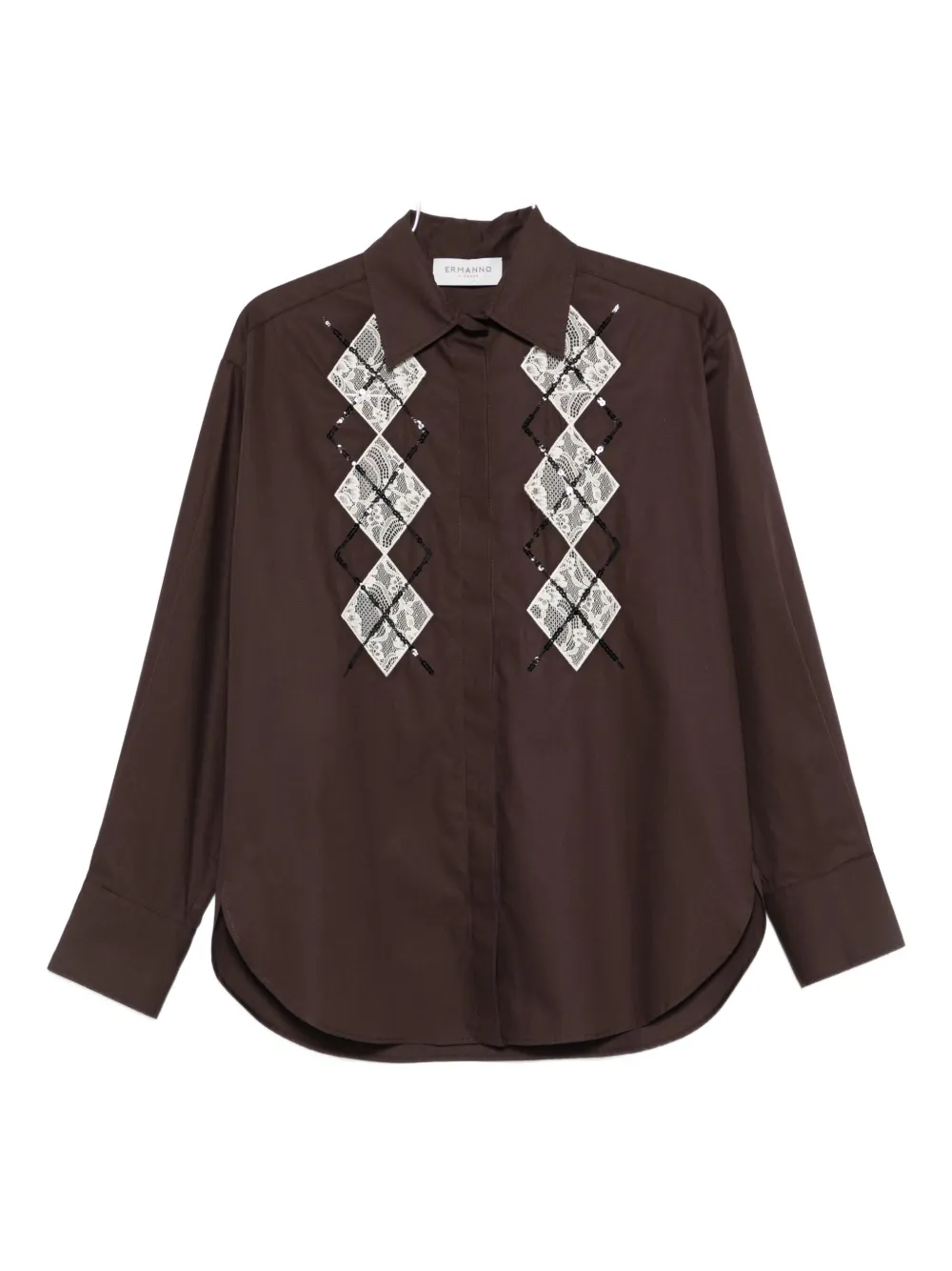 Ermanno Firenze Sequin-embellished Shirt In Brown