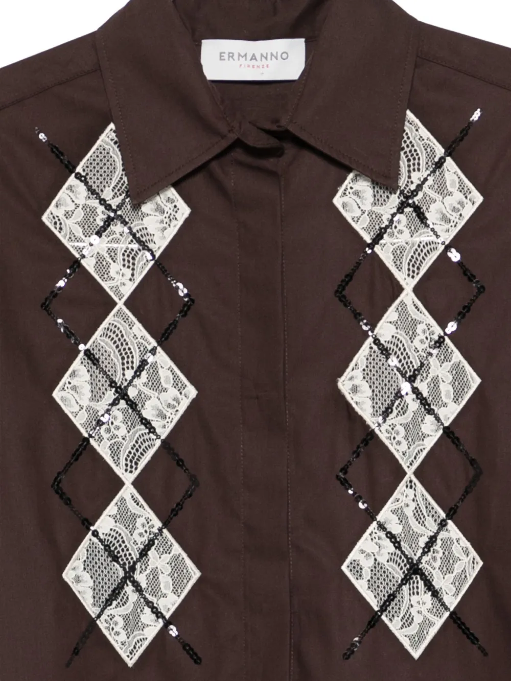 Ermanno Firenze Sequin-embellished Shirt In Brown