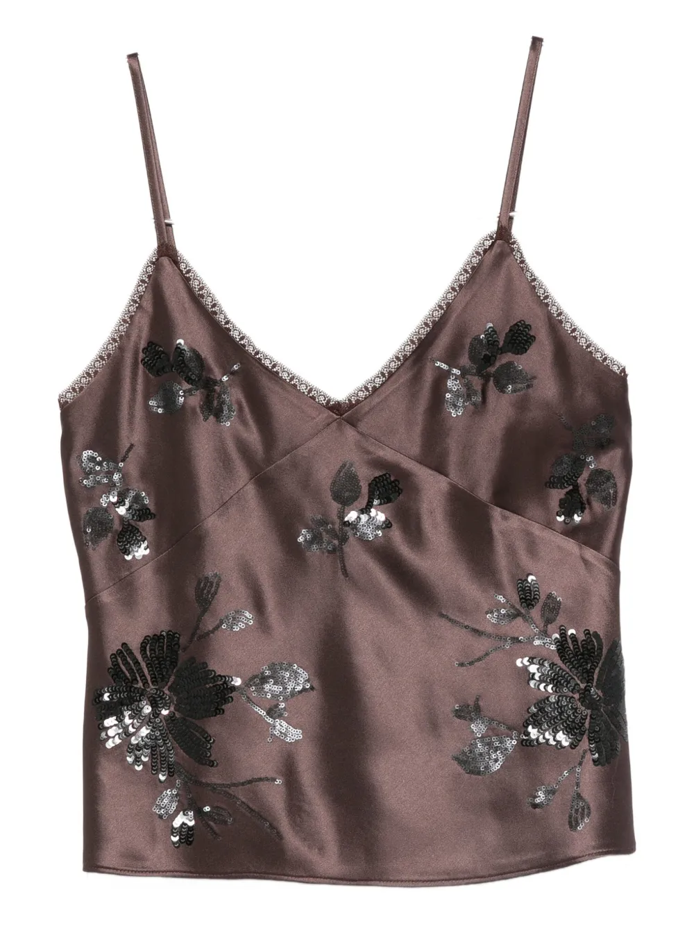 Ermanno Firenze Sequin-embellished Top In Brown