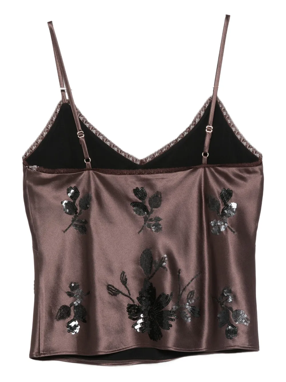 Ermanno Firenze Sequin-embellished Top In Brown