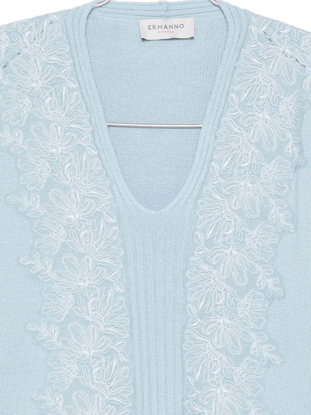 Ermanno Firenze V-neck Long-sleeved Sweater In Blue