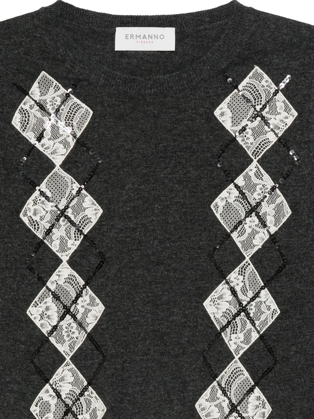 ERMANNO FIRENZE Trui verfraaid met pailletten Grijs