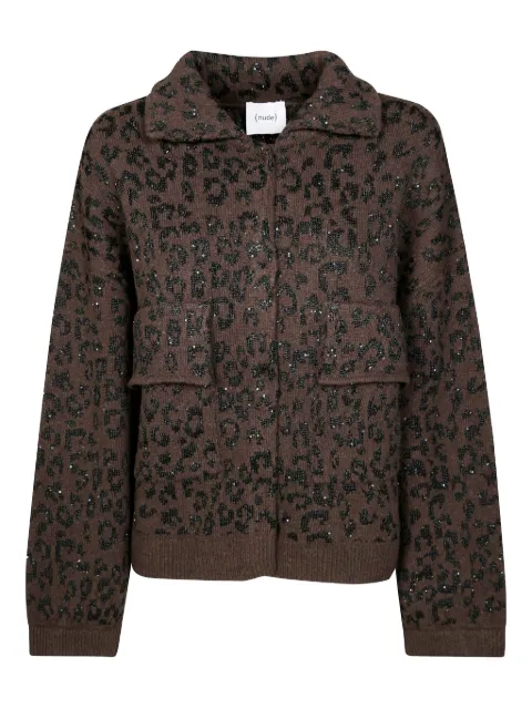 Nude cárdigan con motivo animal