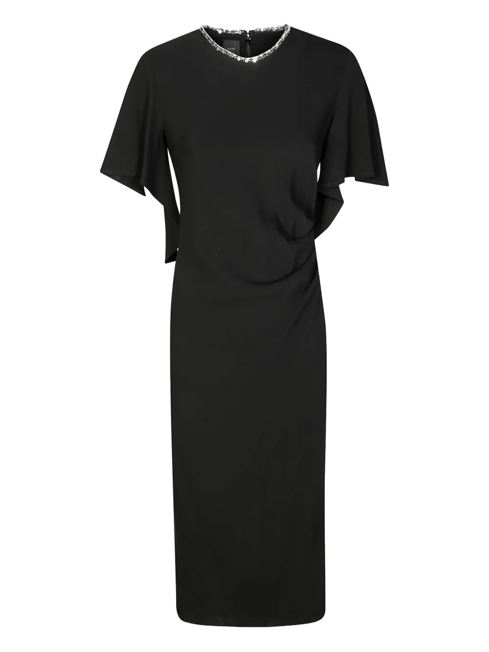 PINKO Scopone embellished-collar midi dress - Nero