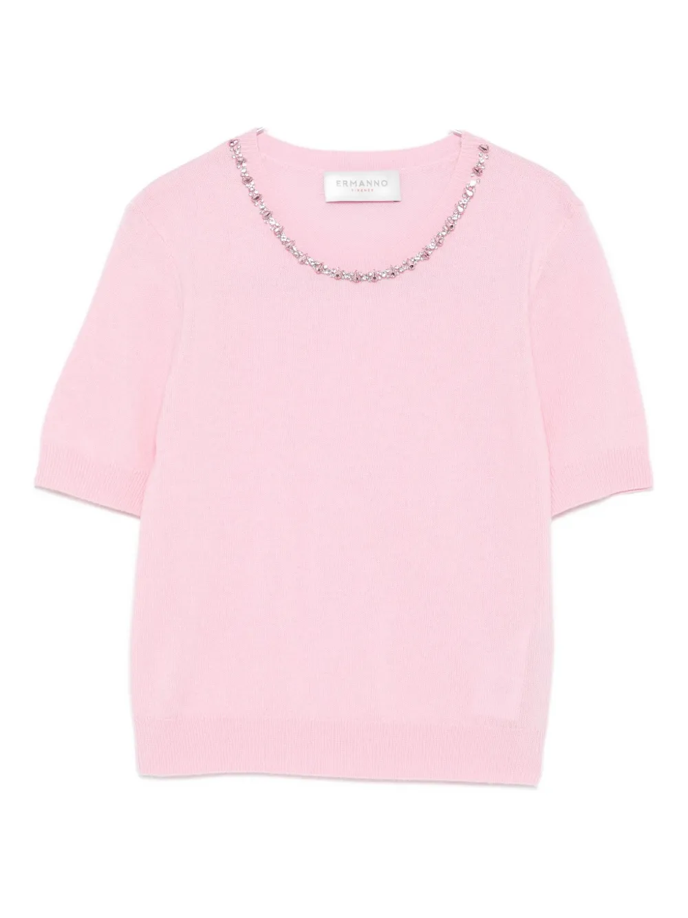 Ermanno Firenze Crystal-embellished Top In Pink