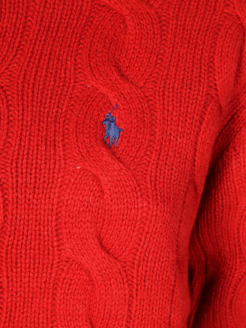 Polo Ralph Lauren Kabelgebreide trui met geborduurd Polo Pony patroon Rood