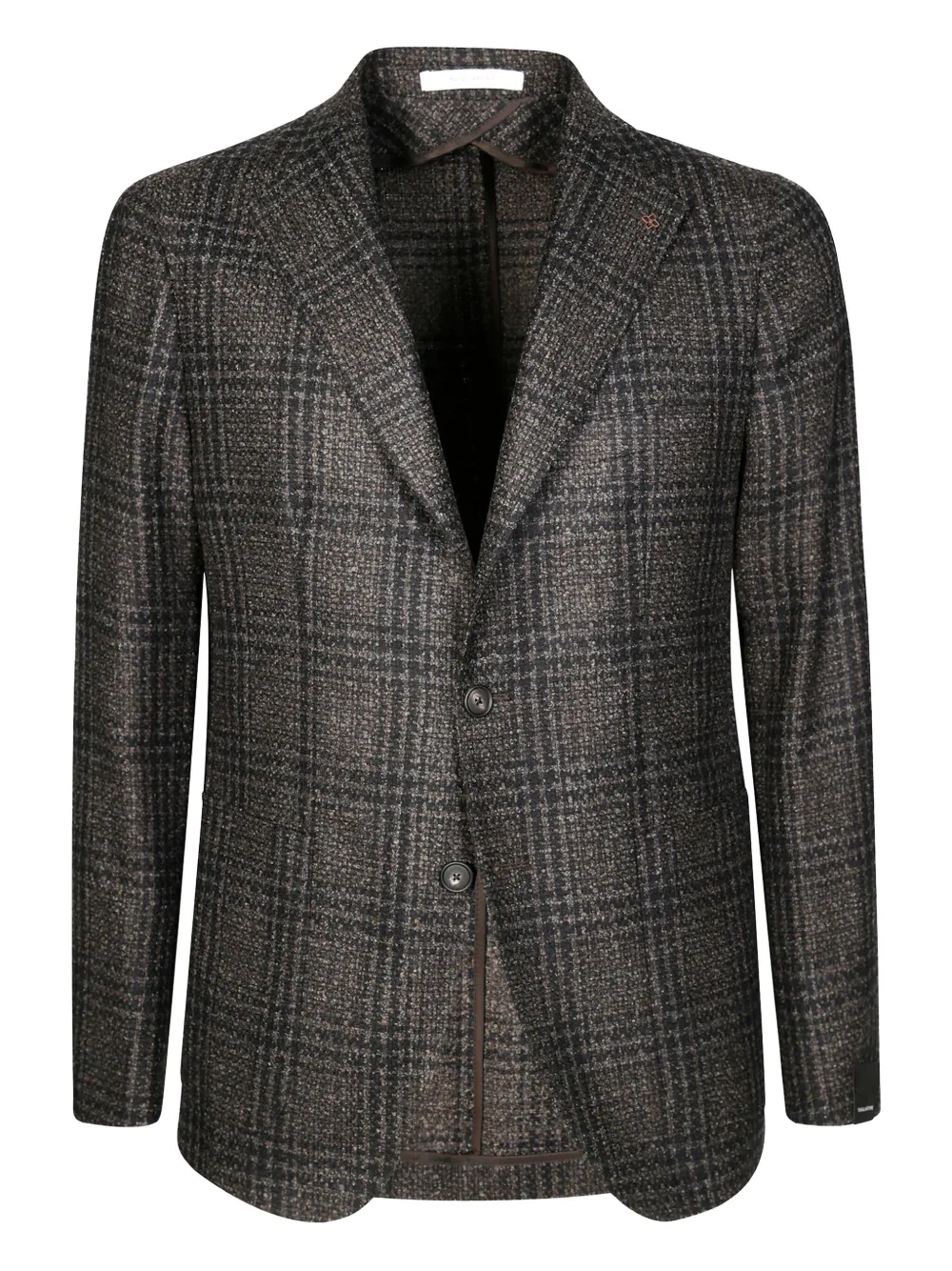 Tagliatore plaid single-breasted wool blazer - Nero